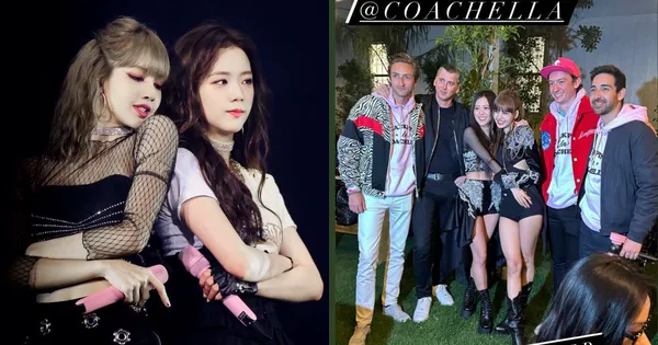 Lisa and Jisoo with Peter Utz and Frederic Arnault at Coachella